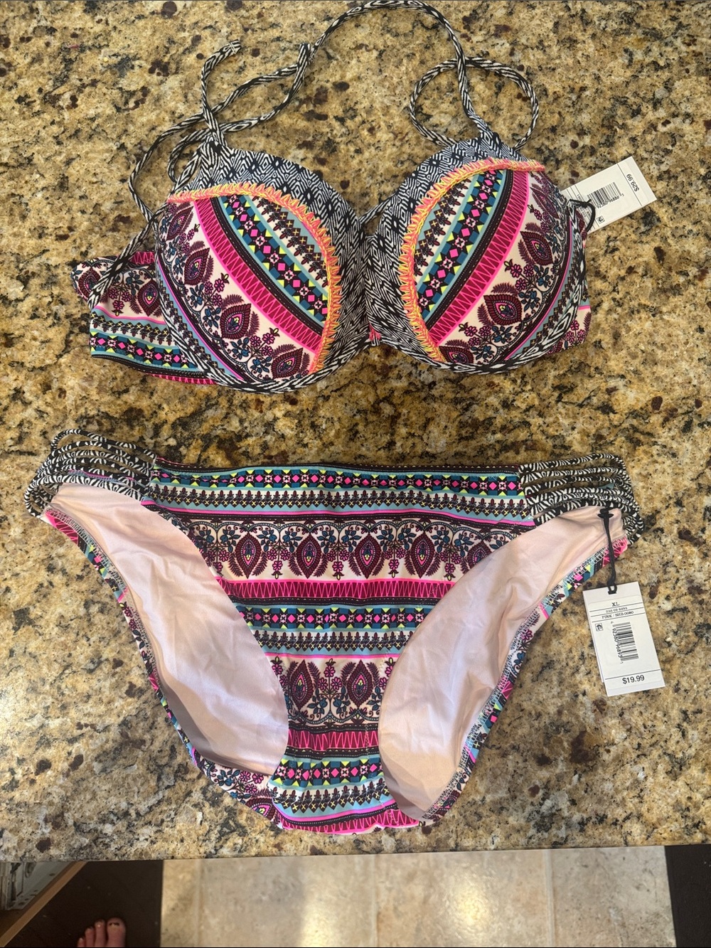 Shade & Shore Bikini with Pink and Turquoise Trim